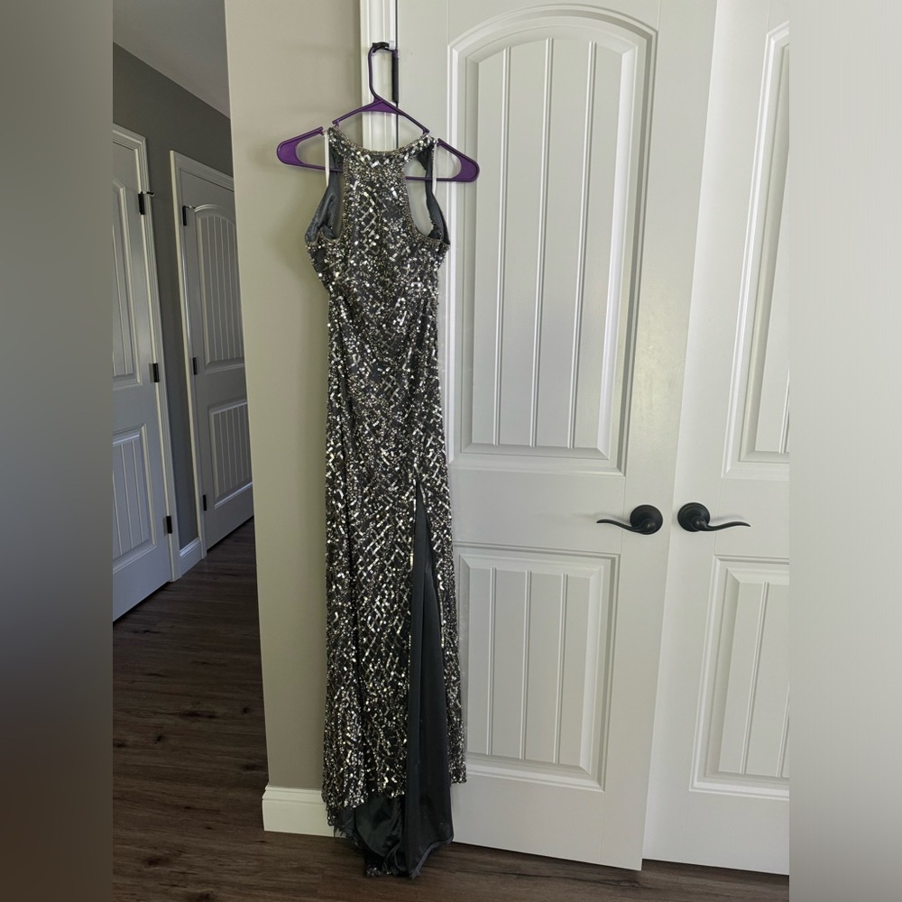 Size 6 Mac Duggal Sequin Gown tailored to fit Size 4 125-130 lbs, 5’2, 34 DD